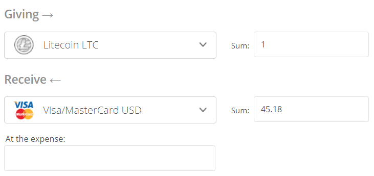 Litecoin to Visa/Mastercard Exchange Step 2